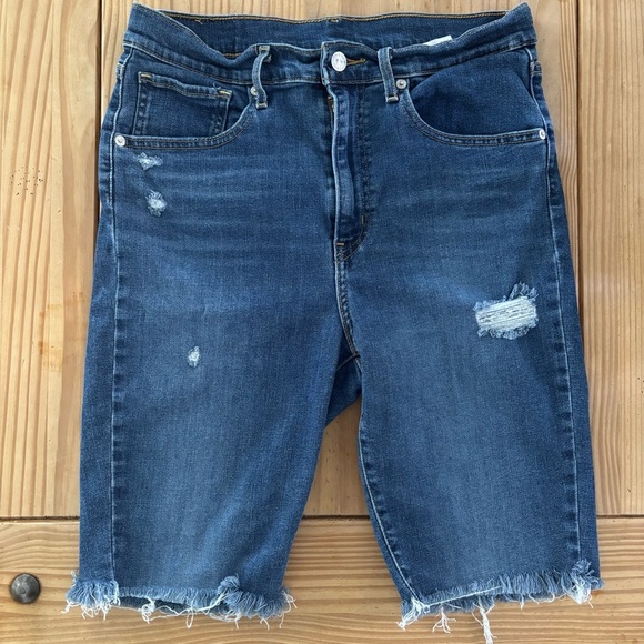 Levi's Distressed Denim Shorts - Blue - Picture 1 of 8